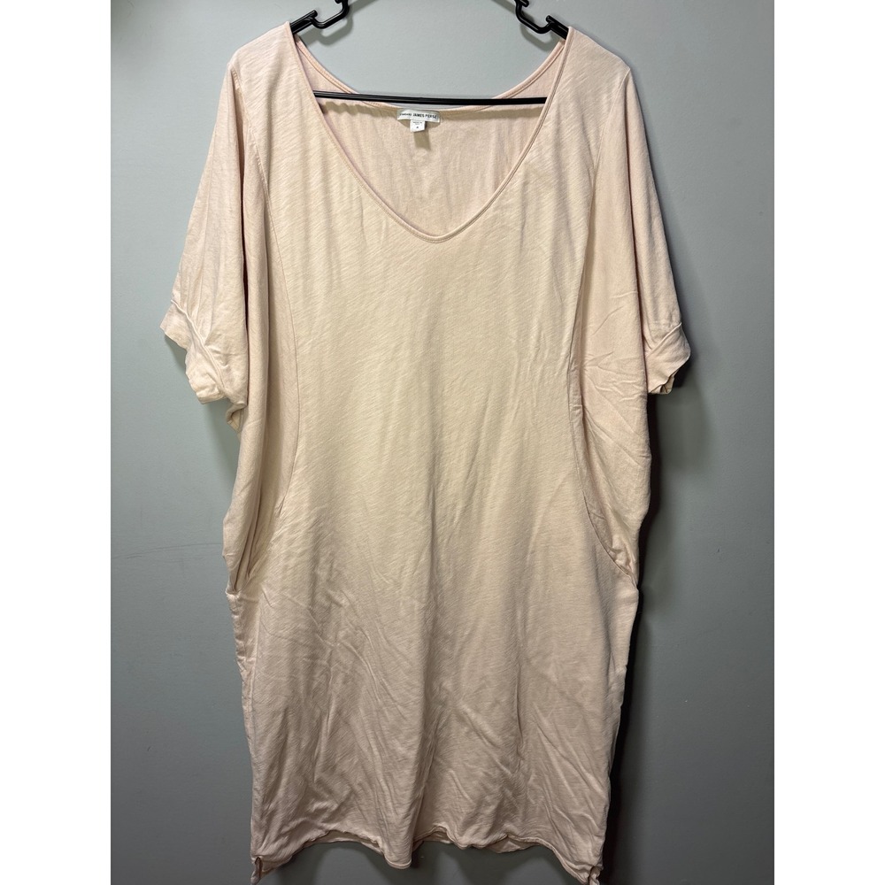 Standard James Perse Womens‎ V-Neck Pocket T-Shirt Dress Pink Size 4 XL Mod